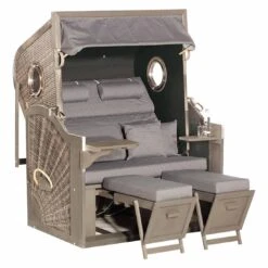 OUTLIV. Cliff Strandkorb Akazie/Geflecht Vintage Anthrazit