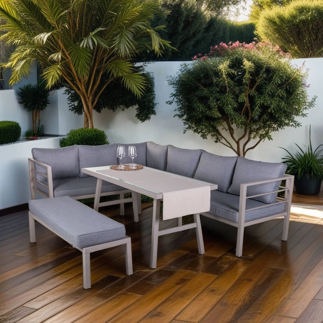 OUTLIV. Dininglounge 4-tlg. Stahl/Olefin Taupe/Grau OUTLIV. Dininglounge 4-tlg. Stahl/Olefin Taupe/Grau -Outliv outliv dininglounge 4 tlg aluminium olefin 1429541 1