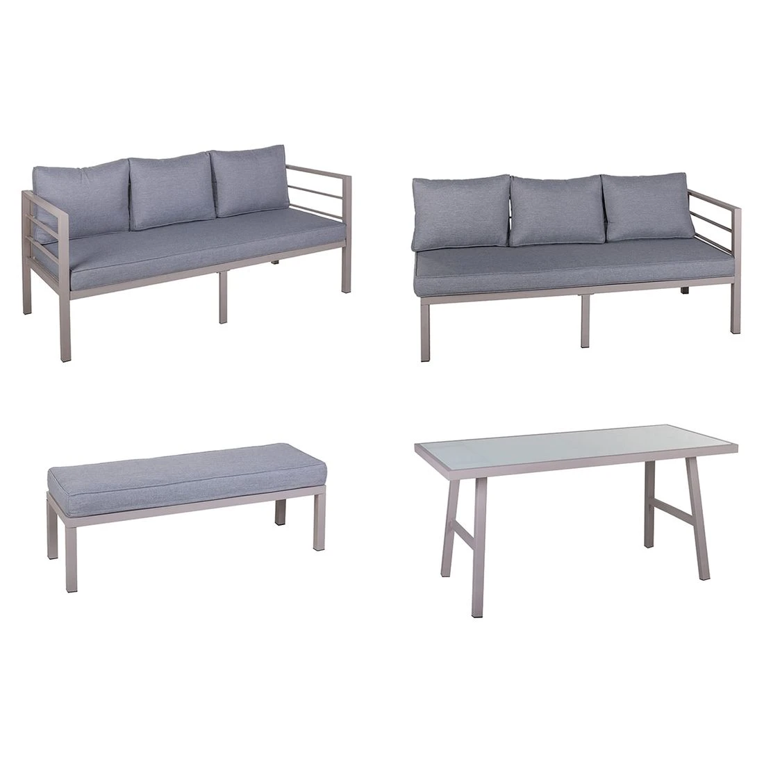 OUTLIV. Dininglounge 4-tlg. Stahl/Olefin Taupe/Grau OUTLIV. Dininglounge 4-tlg. Stahl/Olefin Taupe/Grau -Outliv outliv dininglounge 4 tlg aluminium olefin 1429541 2