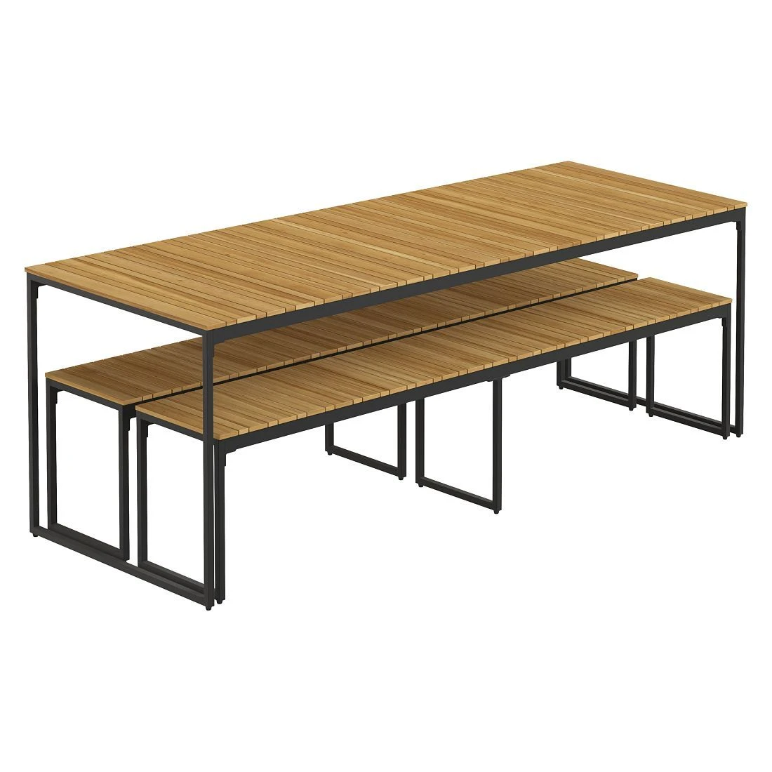 OUTLIV. Floris Gartenmöbel-Set 3-tlg. mit Tisch 210x78cm Schwarz OUTLIV. Floris Gartenmöbel-Set 3-tlg. Mit Tisch 210x78cm Schwarz -Outliv outliv floris diningset 210cm 3 teilig stahl akazie schwarz 1239813 3