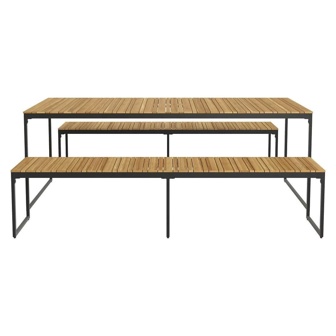 OUTLIV. Floris Gartenmöbel-Set 3-tlg. mit Tisch 210x78cm Schwarz OUTLIV. Floris Gartenmöbel-Set 3-tlg. Mit Tisch 210x78cm Schwarz -Outliv outliv floris diningset 210cm 3 teilig stahl akazie schwarz 1239813 5