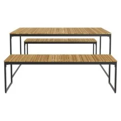 OUTLIV. Floris Gartenmöbel-Set 3-tlg. Mit Tisch 160x78cm Schwarz 4 OUTLIV. Floris Gartenmöbel-Set 3-tlg. Mit Tisch 160x78cm Schwarz -Outliv outliv floris diningset 3 teilig stahl akazie schwarz 1083635 5