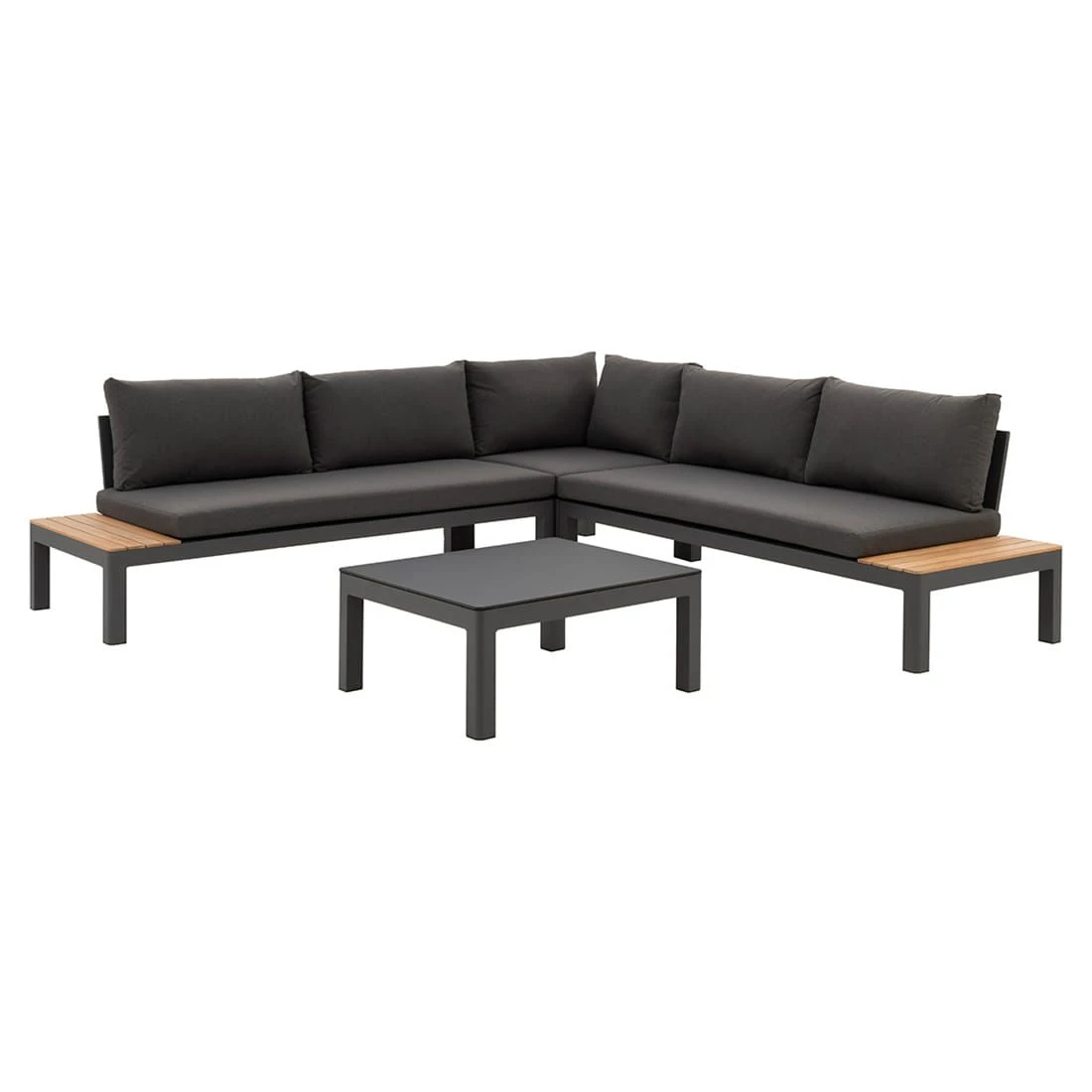 OUTLIV. Freddo Ecklounge 4-teilig Aluminium/Polster/Teak Dunkelgrau OUTLIV. Freddo Ecklounge 4-teilig Aluminium/Polster/Teak Dunkelgrau -Outliv outliv freddo loungeecke 4 teilig aluminium polster teak 1355027 1