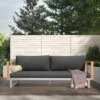 OUTLIV. Hawaii Gartensofa Edelstahl/Teak/Polster Dunkelgrau