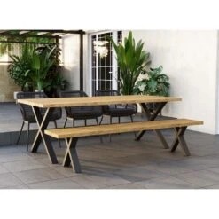 OUTLIV. Hudson Gartenmöbel-Set 5-tlg. Tisch 220x100cm Charcoal/Anthrazit