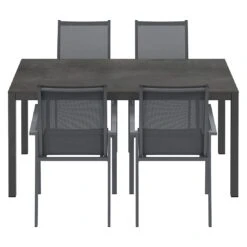 OUTLIV. Kobe Gartenmöbel-Set 5-tlg. Tisch 160x90cm Anthrazit/Zement Dunkel -Outliv outliv kobe gartenmoebel set 5 tlg tisch 160x90cm 1495068 3