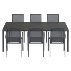 OUTLIV. Kobe Gartenmöbel-Set 7-tlg. Tisch 220x100cm Anthrazit/Dark Grey -Outliv outliv kobe gartenmoebel set 7 tlg tisch 220x100cm 1495013 3