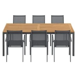 OUTLIV. Kobe Gartenmöbel-Set 7-tlg. Tisch 220x100cm Anthrazit/Natur -Outliv outliv kobe gartenmoebel set 7 tlg tisch 220x100cm 1495035 3