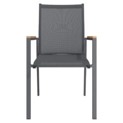 OUTLIV. Kobe Stapelsessel Aluminium/Textilene Mit Teakarmlehnen Anthrazit -Outliv outliv kobe stapelsessel aluminium textilene teak al dark grey charcoal 1169446 4