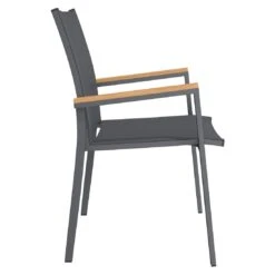 OUTLIV. Kobe Stapelsessel Aluminium/Textilene Mit Teakarmlehnen Anthrazit -Outliv outliv kobe stapelsessel aluminium textilene teak al dark grey charcoal 1169446 5