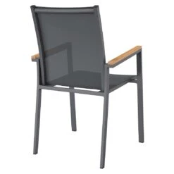 OUTLIV. Kobe Stapelsessel Aluminium/Textilene Mit Teakarmlehnen Anthrazit -Outliv outliv kobe stapelsessel aluminium textilene teak al dark grey charcoal 1169446 6