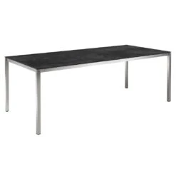 OUTLIV. Kreta Gartentisch Edelstahl/Keramik Silber/Concrete Coal