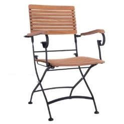 OUTLIV. Lindau Biergartensessel Stahl/Teak Schwarz/Teak