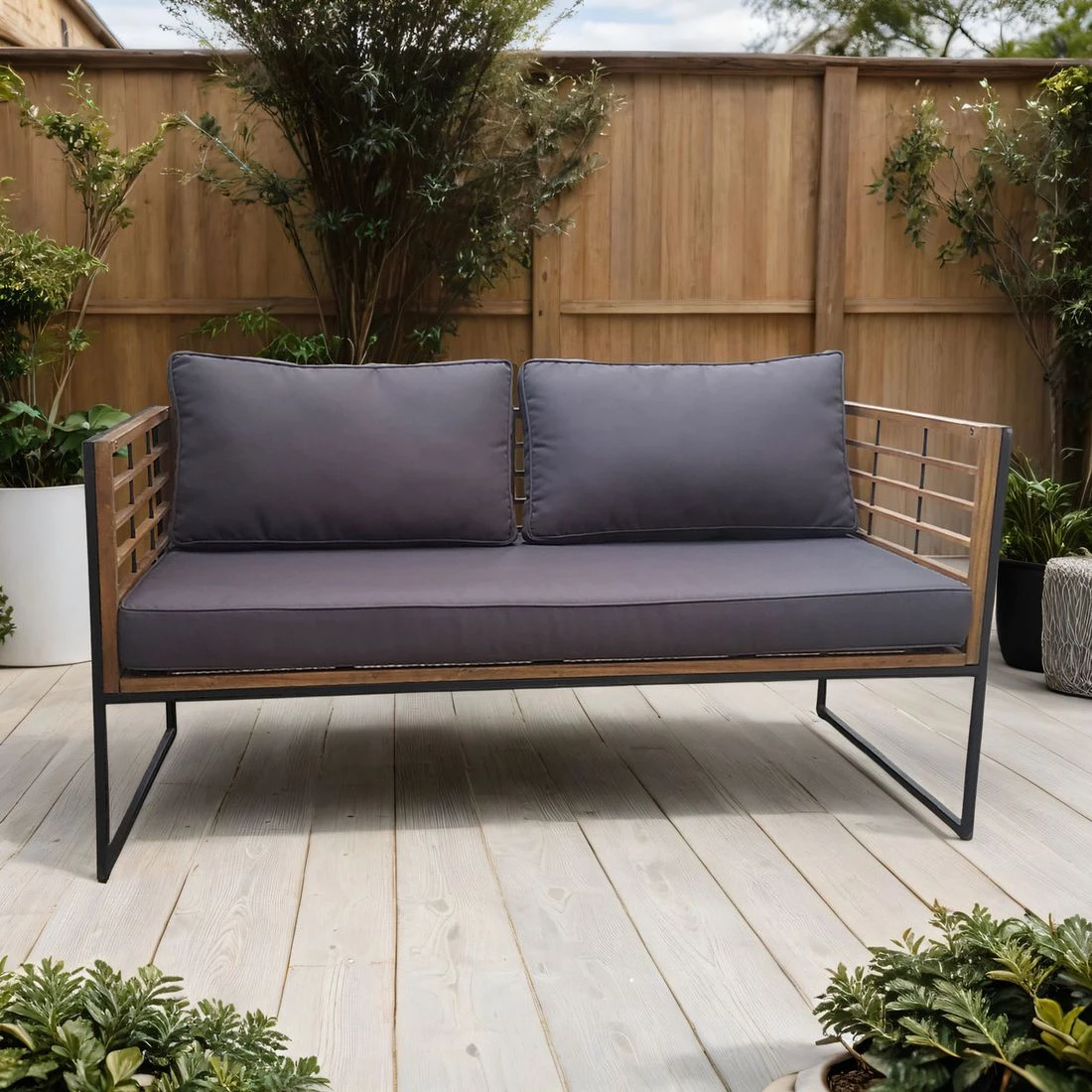 OUTLIV. Maui Gartensofa Stahl/Akazie/Polster Schwarz/Anthrazit OUTLIV. Maui Gartensofa Stahl/Akazie/Polster Schwarz/Anthrazit -Outliv outliv maui 2 sitzersofa stahl akazie polster 1343202 1
