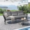 OUTLIV. Monet Gartensofa Aluminium/Rope Inkl. Kissen Schwarz/Dunkelgrau