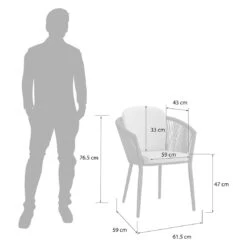 OUTLIV. Monet Gartensessel Aluminium/Rope Inkl. Kissen Schwarz/Dunkelgrau -Outliv outliv monet diningsessel aluminium rope inkl kissen 1337284 3