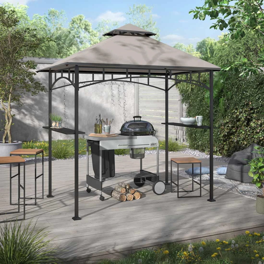 OUTLIV. Gartenpavillon 152x244cm Stahl/Stoff Schwarz/Grau OUTLIV. Gartenpavillon 152x244cm Stahl/Stoff Schwarz/Grau -Outliv outliv pavillon 152x244cm stahl stoff 1396640 2