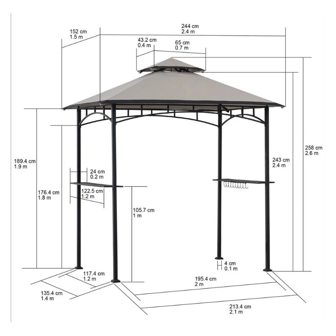 OUTLIV. Gartenpavillon 152x244cm Stahl/Stoff Schwarz/Grau OUTLIV. Gartenpavillon 152x244cm Stahl/Stoff Schwarz/Grau -Outliv outliv pavillon 152x244cm stahl stoff 1396640 4