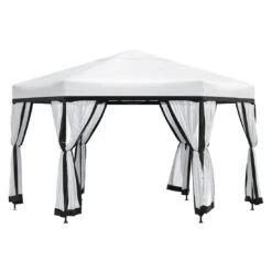 OUTLIV. Gartenpavillon 335x335cm Stahl/Stoff Schwarz/Weiß