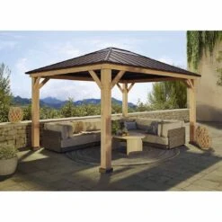 OUTLIV. Gartenpavillon Zedernholz/Stahl Braun 8 OUTLIV. Gartenpavillon Zedernholz/Stahl Braun -Outliv outliv pavillon 393x335 cm zedernholz stahl 1422204 9