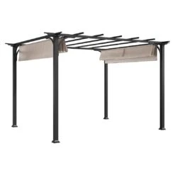 OUTLIV. Gartenpergola 366x274 Cm Stahl/Stoff Schwarz/Beige -Outliv outliv pergola 366x274 cm aluminium stoff 1396618 3