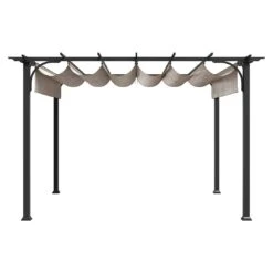 OUTLIV. Gartenpergola 366x274 Cm Stahl/Stoff Schwarz/Beige -Outliv outliv pergola 366x274 cm aluminium stoff 1396618 4