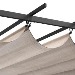 OUTLIV. Gartenpergola 366x274 Cm Stahl/Stoff Schwarz/Beige -Outliv outliv pergola 366x274 cm aluminium stoff 1396618 7