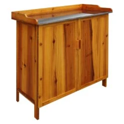 OUTLIV. Pflanztisch Mit Unterschrank Tanne/Edelstahl Braun