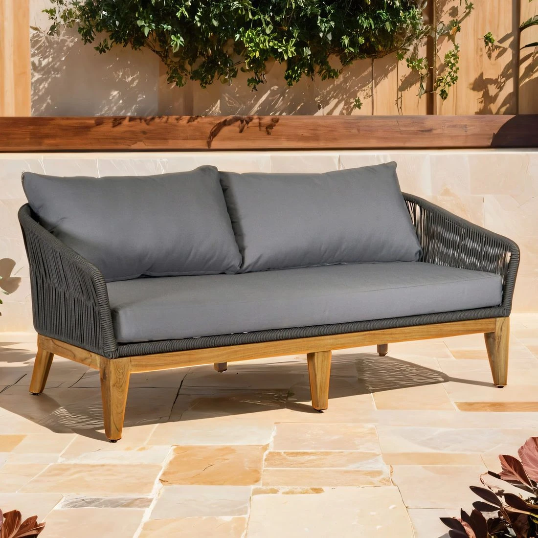 OUTLIV. Santorin Gartensofa 170 cm Teak/Rope/Olefin Natur/Dunkelgrau OUTLIV. Santorin Gartensofa 170 Cm Teak/Rope/Olefin Natur/Dunkelgrau -Outliv outliv santorin 2 sitzersofa 170 cm teak rope olefin 1431774 1