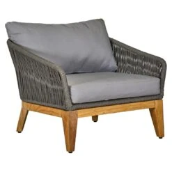 OUTLIV. Santorin Loungeset 4-tlg. Teak/Rope/Olefin Natur/Dunkelgrau -Outliv outliv santorin loungegruppe 4 tlg teak rope olefin 1431785 5