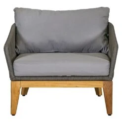 OUTLIV. Santorin Loungeset 4-tlg. Teak/Rope/Olefin Natur/Dunkelgrau -Outliv outliv santorin loungegruppe 4 tlg teak rope olefin 1431785 6