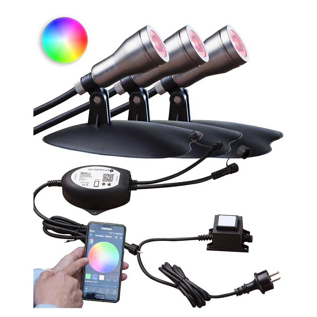 OUTLIV. Smart Light Starter -Set Wifi-Set: 3 RGB-Spots Silber/Schwarz OUTLIV. Smart Light Starter -Set Wifi-Set: 3 RGB-Spots Silber/Schwarz -Outliv outliv starter set wifi set 3 rgb spots silber schwarz 1303943 1