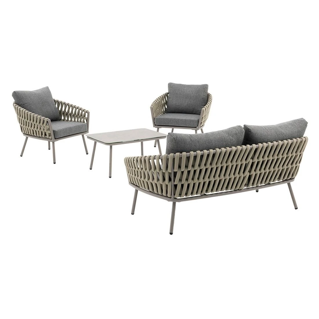 OUTLIV. Valencia Loungeset 4-tlg. Aluminium/Rope Anthrazit/Taupe OUTLIV. Valencia Loungeset 4-tlg. Aluminium/Rope Anthrazit/Taupe -Outliv outliv valencia loungegruppe 4 tlg alu rope glas 1422281 6