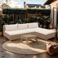 OUTLIV. Versailles Castello Ecklounge Geflecht/Teak Mixed Beige