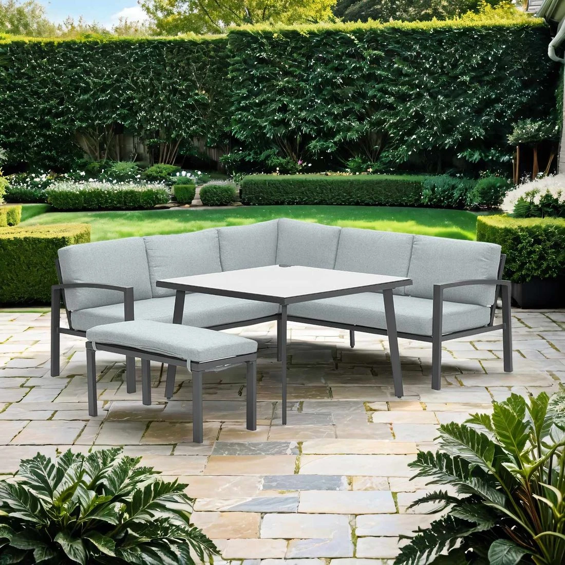 OUTLIV. Wellington Dininglounge 3-tlg. Aluminium/Polster Carbon Black/Mint Grey Carbon Black/Mint Grey OUTLIV. Wellington Dininglounge 3-tlg. Aluminium/Polster Carbon Black/Mint Grey Carbon Black/Mint Grey -Outliv outliv wellington loungeecke aluminium polster carbon black mint grey 1247414 1