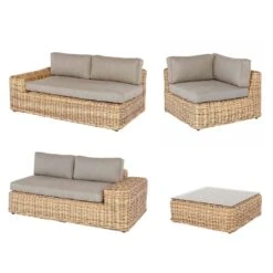 OUTLIV. Yate Ecklounge 4tlg. Geflecht/Olefin Mixed Brown -Outliv outliv yate loungeecke 4tlg aluminium geflecht 3