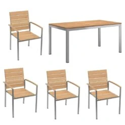 OUTLIV. Pamplona Gartenmöbelset 5-tlg. Tisch 160x90cm Natur