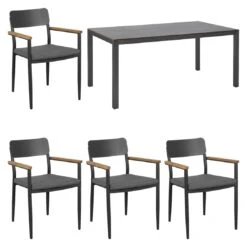 OUTLIV. Perugia II Gartenmöbelset 5-tlg. Tisch160x90cm Anthrazit/Grau